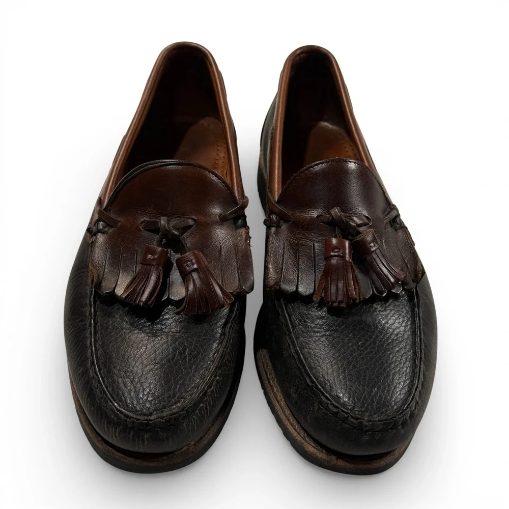 Allen Edmonds‎ Nashua Men 8.5 D Pebbled Leather Kiltie Tassel Loafers Brown